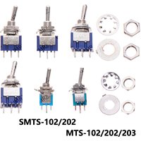 3A 125VAC Blue SMTS-102/202 3/6 Pin 2 Position Miniature Toggle Switch SPDT ON-OFF High Quality MTS-102/202/203