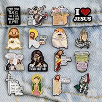 Funny Humor Jesus Enamel Pins Sarcastic Christian Cartoon Brooches for Backpacks Religious Faith Lapel Pins Gift for Friends
