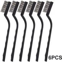 6pc set Small Wire Brushes Cleaning Brushes For Mechanical Part Derusting Remove Paint Accessories 17cmx1cm Stainless Steel Wire