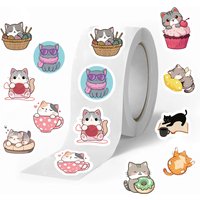 Mix-and-Match Cat Head Stickers Roll (500 Sheets) Decor for Planners, Envelope Sealing & Notebook Crafts