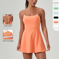 European and American summer fitness one-piece tennis skirt with chest pad women's quick-drying sports dress running skirt 52166