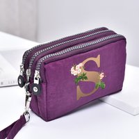 Fashionable letter printed three-layer mobile phone bag, long wallet, horizontal clutch, portable coin purse
