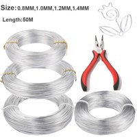 0.8mm-1.4mm Silve Aluminum Wire 50M(164 Feet) Bendable Metal Wire for Crafts,Sculpting,Armature,Accessories Making+1 Pliers