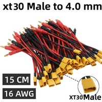 XT30 Connector to 4.0mm Male Banana Plugs Charge Cable 16AWG Silicone Wire 15CM for RC Lipo Battery FPV Drone