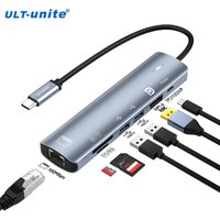 Type C HUB with Displayport 1.4,PD100W, Ethernet 100Mbps, SD/TF Multiport 7-In-1 USB to DP Docking Station Dongle Adapter