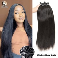 Light Yaki Straight I Tip Human Hair Extensions Brazilian Remy Micro Link I Tip Human Hair Extension 50strands/pack Yaki Hair