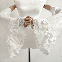 Japanese Y2k Gothic Lolita Flare Sleeve Victorian Vintage Layered Ruffle Lace Sweet Sleeves for Halloween Cosplay Costume Props