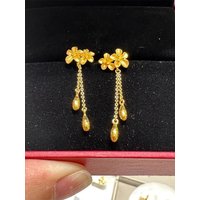 Classic brushed Bauhinia flower tassel earrings for women Chinese style retro light luxury water droplet earring jewelry