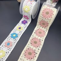 1 Yard Hand Embroidered Flower Ribbon Crochet Cotton Lace Wedding Decor DIY Clothes Shoes Bags Craft Sewing Supplies Accessories