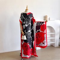Ladies Scarf New Dubai Fashion Print Design Women Long Dress 2026 Summer Beach Party Loose Dress Silk Soft African Abaya MOOMOO