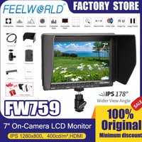 FEELWORLD 7" On-Camera Field Monitor FW759 4K HDMI AV Input IPS HD 1280x800 LCD Display Video Assist Protable for DSLR Camera