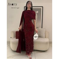 Avery Customized Burgundy Fishtail Flower Ankle Elegant Women's Dresses for Wedding Party Luxury Woman Elegant Evening Dress