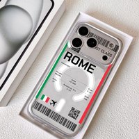 Plane Travel Ticket italy Phone Case for iPhone 17 16 15 14 13 12 11 Pro Max Plus Clear Magnetic Shockproof Scratch-Resistant