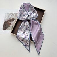 Elegant Floral Scarf Women Long Silk Feeling Bag Tie Neck Skinny Scarves Hairband Foulard Print Lady Neckerchief Ribbon Spring