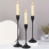 Nordic Black Round Base Candle Holder Set Minimalist Desktop Decoration Room Wedding Party Bar Centerpiece Candlestick No Candle