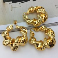 Yuminglai Dubai Women Hoop Earrings Necklace Set Fashion Bride Wedding Trendy African 24K Gold Color Copper Jewelry Set FHK19056