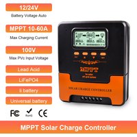 MPPT 10A 20A 30A 40A 50A 60A Solar Charge Controller 12V 24V Auto PV Regulator 100VDC For Lead Aacid Lithium Battery