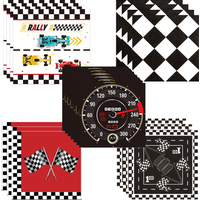 Race Car Checkered Flag Napkin Black White Printed Paper Tissues Racing Themed Supplies Kids Boys Birthday Party Tableware Decor