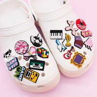 1/30pcs Vintage Shoes Charms Piano Guitar Record Shoes Decoration Gamepad Rubik's Cube Sandals Pins For Women Kids Clog Buckles