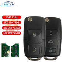 BEST KEY Car Remote Key ID48 434Mhz Replace Key For VW Volks wagen Caddy Passat Golf Jetta Tiguan Touran Sirocco 1K0959753G