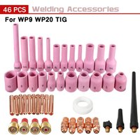 46Pcs Palnik spawalniczy TIG Stubby Soczewka gazowa do WP9 WP20 TIG Back Cap Collet Bodies Zestaw części zamiennych Trwałe, praktyczne akcesoria