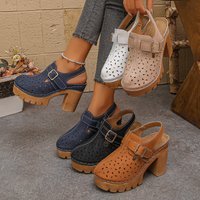 New Summer Women Comfortable Sandals 2025 Elegant High Heels Thick Bottom Summer Sandals Large Casual Thick Bottom Shoes Women