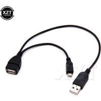 NEW Host Power Splitter Micro USB Male to USB A Male Female Adapter Cable for SAMSUNG/SONY Y Splitter 1 in 2 OTG Cable