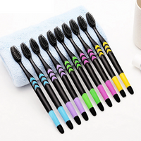 10Pcs Bamboo Charcoal Toothbrush, Deep Cleaning Ultra-Fine Soft Bristle Black Hair Design,For Daily Oral Hygiene Home Travel Use