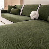 All-Seasons Universal Fabric Sofa Cover Pad Striped Simple Modern Combination Sofa Cover Mats Green Home Decoration Solid Color