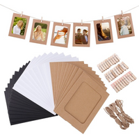 10pcs Combination Paper Frame with Clips Diy 7inch Picture Frames Hanging Wall Photos Album for Display Party Decoration Home
