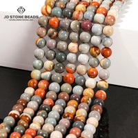 6 8 10mm Natural Stone America Picture Jasper Stone Bead Round Loose Spacer For Jewelry Making Diy Necklace Bracelet Accessory