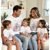 Family Matching Fairytale Castle Cute Princess Group Print Cotton O-neck Short Sleeve Tee Summer Casual Tops forMom Dad and Kids