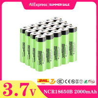 100% 2025 NCR18650B 3.7v 2000mAh Rechargeable Lithium Battery 18650 Battery with Pointed for Flashlight Torch No PCB