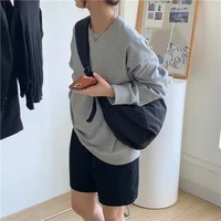 Solid Color Women's Portable Shoulder Bag Simple Female Nylon Cloth Padded Crossbody Bags Travel Purse Handbags Messenger Bag