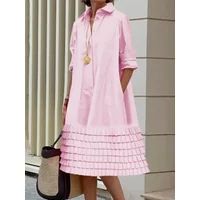 Uoozee Female Stylish Multi-Layered Lapel Shirts Dress 2024 New Spring Long Sleeves Urban Casual Midi Dresses For Office Lady
