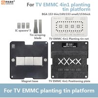 AMAOE TV EMMC 4in1 BGA Reballing pochoirs ensemble pour BGA169 BGA153 avec Base magnétique et panneau de Position plantation Kit de filet en étain