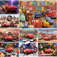 Disney Pixar Cars Lightning Mcqueen Racing Backdrop Child Birthday Party Baby Shower Custom Photography Background Photo Studio
