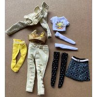 DIY 1/6 Scale Doll Accessories Rainbow Doll Clothes Jacket Pants Shoes Socks Hair Clips Earrings for Female Dolls