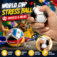 Mini Football Stress Relief Keychain Printed With Multiple Countries Flags Squeeze Sensory Toy Pocket Soccer Gift With Key Clip
