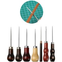 3Pcs Wooden Handle Awls for DIY Leather Tent Hand Stitching Sewing Tool Pin Punch Hole Repair Leathercraft Needlework