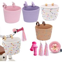 Kids Bicycle Basket Removable Design Handlebar Front Basket Children's Bike Bell Grips Tassel Option for Kids Birthday Gift