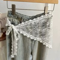 Women Lace Waist Belt with Triangular Hem Scarf Fashion Layered Skirt Decorative Waistband for Dress