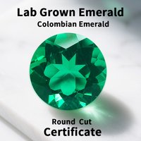 Lab Grown Colombia Emerald Loose Stone Round Shape Hand-cut Hydrothermal Gemstone for Jewelry Making Selectable AGL Certificate