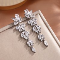 Luxury Pear Shape Marquise Zircon Bridal Earrings AAA Shiny CZ Long Drop Dangle Earring Wedding Jewelry