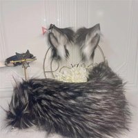 Neue Schwarz Grau Kleine Milch Fuchs Ohren Hairhoop Schwanz Ohrringe Halskette Tier Wolf Cosplay Kopfbedeckung Simulation Kostüm Zubehör