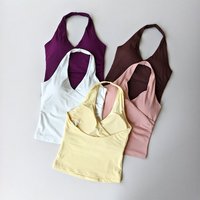 Summer V-Neck Sports Vest with Chest Pads, Sexy and Quick-Drying Fitness Top for Women