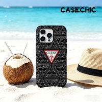 CaseChic case Matte Bumper For Magsafe Case For iPhone 17 16 15 14 Plus 13 Pro Max Shockproof Hard PC blak G-Guess-s Logo Cover