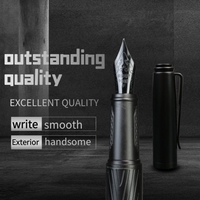 Titanium Nib Black Samurai Fountain Pen Refillable 0.5mm Nib Smooth Ink Pens Tree Texture Metal Fountain Pen Writing Supplies