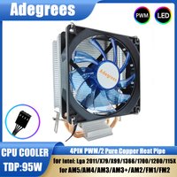 CPU Cooler 2 Pure Copper Heat-pipes 3PIN/4PIN PWM Cooling Fan Blue Light for LGA 775 1150 1155 1200 1700 X79 X99 2011 AM3 AM4