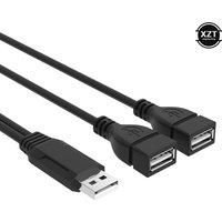 Double USB Extension Cable USB 2.0 A Male To 2 Dual Female Y Splitter Transfer Data Hub Power Cord Adapter Charging